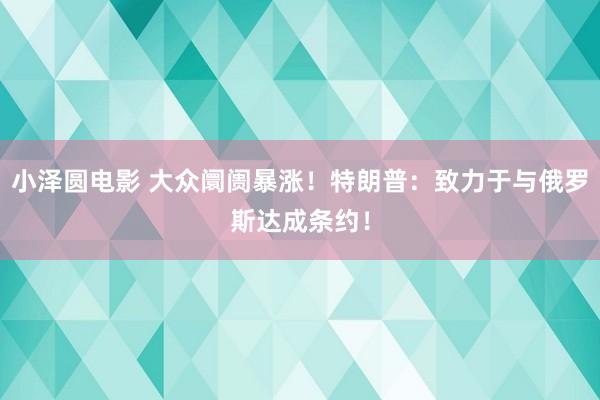 小泽圆电影 大众阛阓暴涨！特朗普：致力于与俄罗斯达成条约！